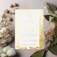 White gold wedding Save the Date foil card