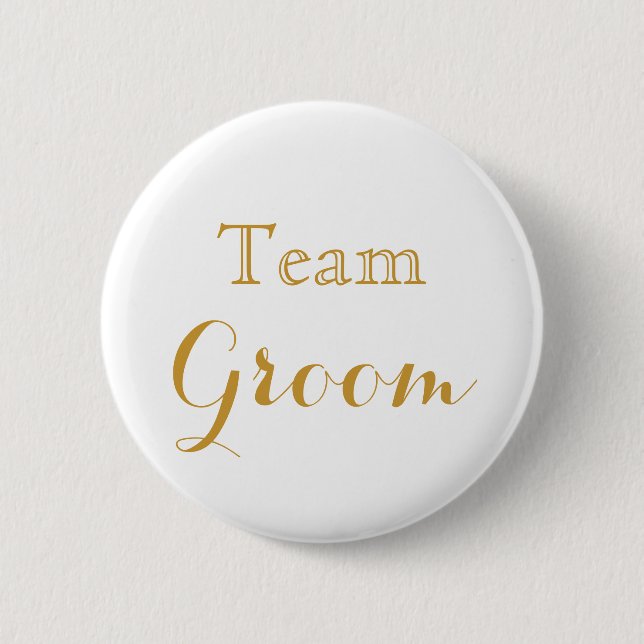 White Gold Wedding Team Groom 2 Inch Round Button (Front)