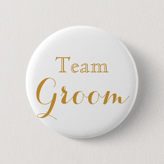 White Gold Wedding Team Groom 2 Inch Round Button (Front)