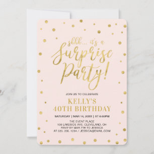 White & Gold   Women 40th Surprise Birthday Party Invitation