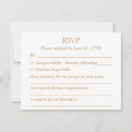 White Golden Beige Guest Choices Wedding RSVP Card