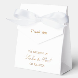 White Golden Beige Wedding Thank You Favor Box
