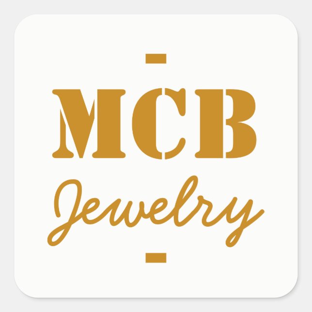 White Golden Brown Initial letter Name DIY         Square Sticker (Front)