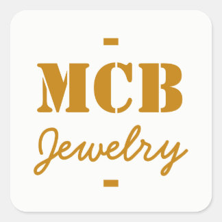 White Golden Brown Initial letter Name DIY         Square Sticker
