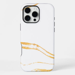 White & Golden Marble iPhone 16 Pro Max Case