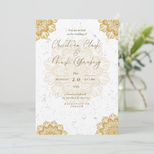 White Golden Modern Invitation Card