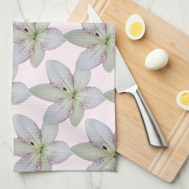 White Golden-rayed lily  Flower   Kitchen Towel (Quarter Fold)