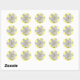 White Golden-rayed lily  Flower ,Personalized Name Classic Round Sticker