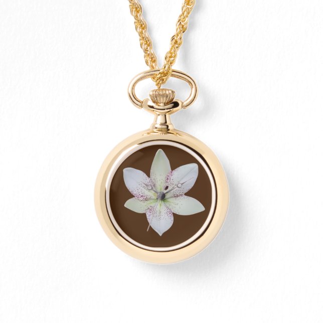 White Golden-rayed lily  Flower      Watch (Front)