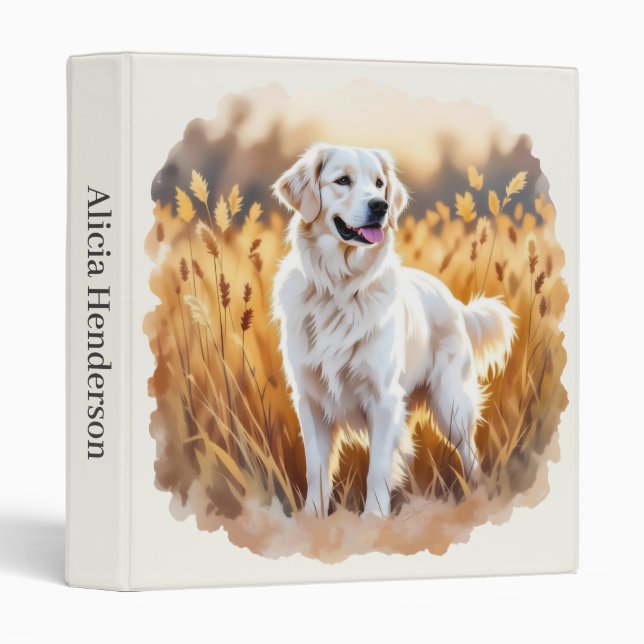 White Golden Retriever Dog Binder (Front/Spine)