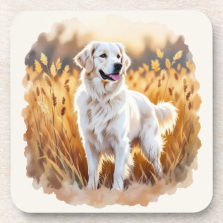 White Golden Retriever Dog Coaster
