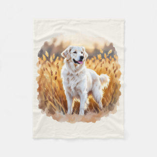 White Golden Retriever Dog Fleece Blanket
