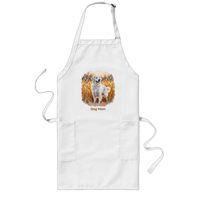 White Golden Retriever Dog Long Apron (Front)