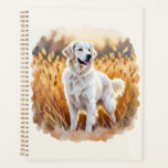 White Golden Retriever Dog Planner<br><div class="desc">White shade of the Golden Retriever. Watercolor style illustration.</div>