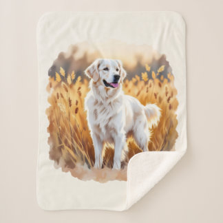 White Golden Retriever Dog Sherpa Blanket