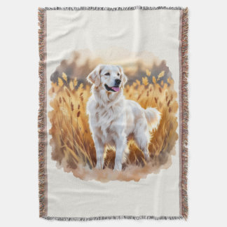 White Golden Retriever Dog Throw Blanket