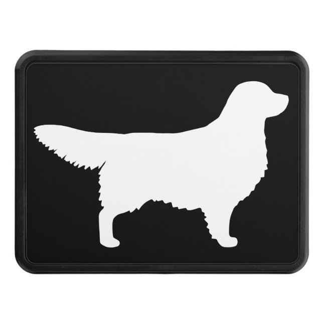 White Golden Retriever Silhouette | Dog Lover's Trailer Hitch Cover (Front)