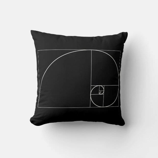 White Golden Spiral Throw Pillow (Front)