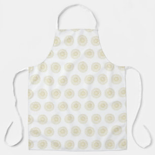 White   Golden Zinnia Flower Medallions Apron