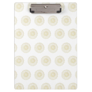 White | Golden Zinnia Flower Medallions Clipboard