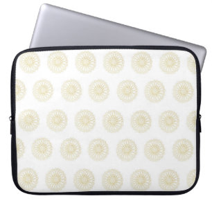 White Golden Zinnia Flower Medallions Laptop Sleeve