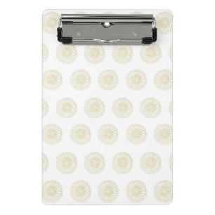 White   Golden Zinnia Flower Medallions Mini Clipboard