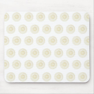White | Golden Zinnia Flower Medallions Mouse Pad