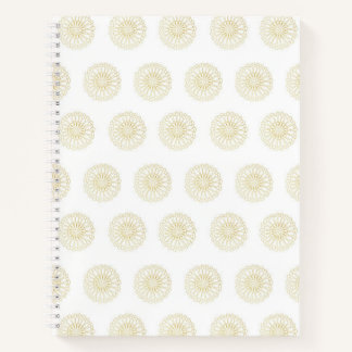 White | Golden Zinnia Flower Medallions Notebook