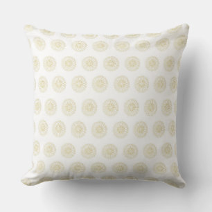White Golden Zinnia Flower Medallions Throw Pillow