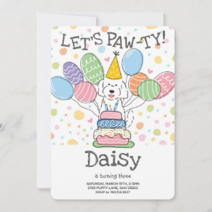 White Goldendoodle Chien Invitation de fête d'anni