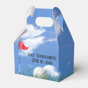 white golf ball and flag in grass favor box