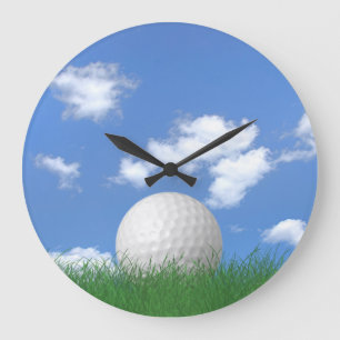 White Golf Ball In Grass Large Clock