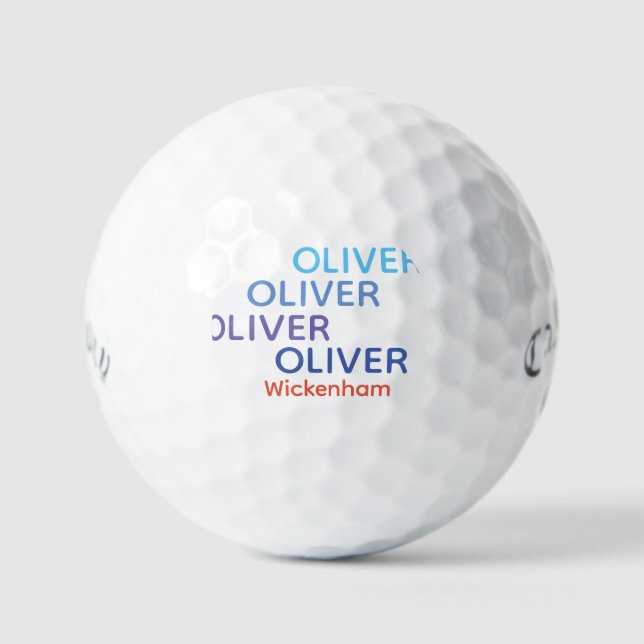 White Golf Ball Typography Blue / Red Name  (Front)