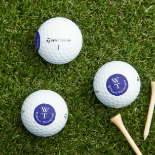 White Golf Ball with Name Blue Logo