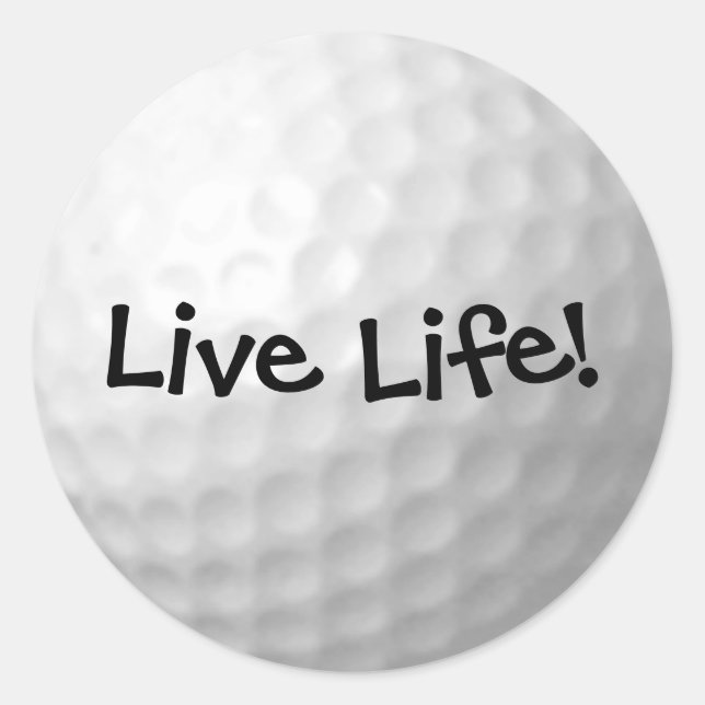 white golf ball with quote classic round sticker (Front)