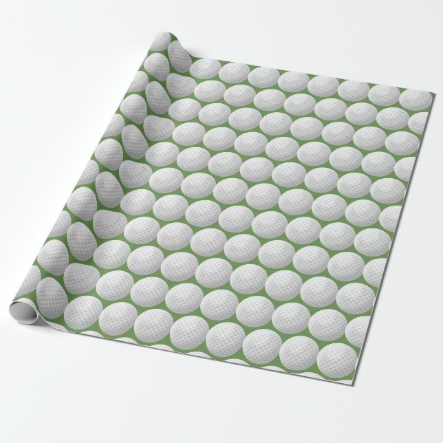 white golf balls on green wrapping paper (Unrolled)