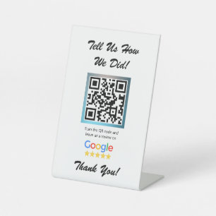 White Google Review Counter Stand Template Pedestal Sign