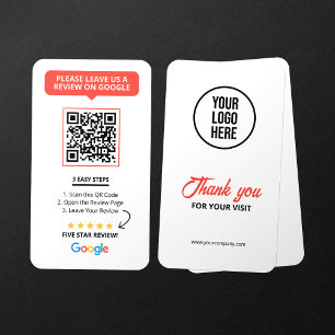 White Google Reviews QR Code Business Review Link Business Card