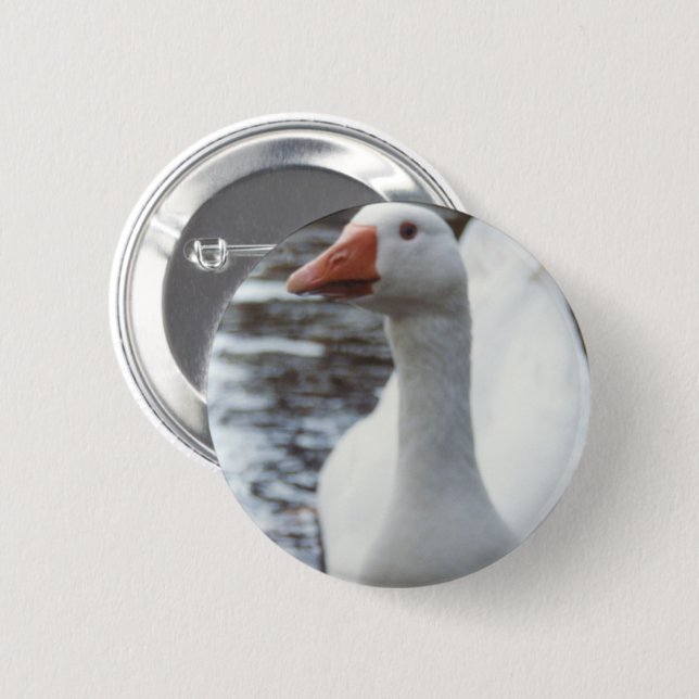 White Goose 2 Inch Round Button (Front & Back)