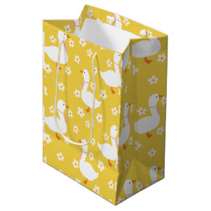 White Goose and Daisies  Medium Gift Bag