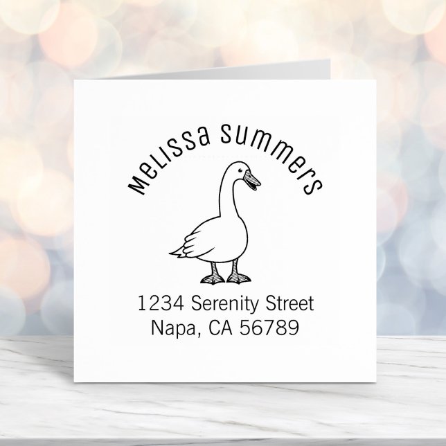 White Goose Arch Address Self-inking Stamp (Creator Uploaded)
