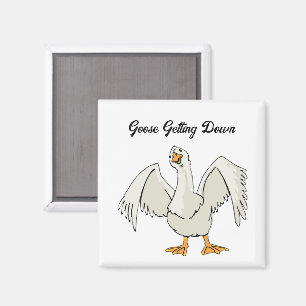 White Goose Getting Down Funny Dancing Cartoon Magnet