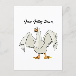 White Goose Getting Down Funny Dancing Cartoon Postcard