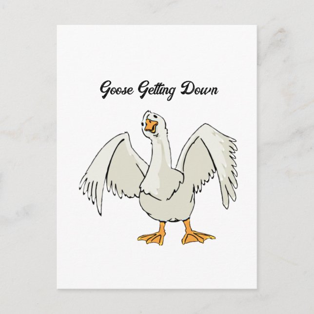 White Goose Getting Down Funny Dancing Cartoon Postcard (Front)