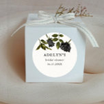 White Gothic Bridal Shower Black Roses Classic Round Sticker<br><div class="desc">Gothic favour sticker featuring illustration of black roses on a white background. Perfect for a halloween bridal shower or wedding shower.</div>