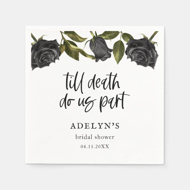 White Gothic Halloween Floral Bridal Shower  Napkin (Front)