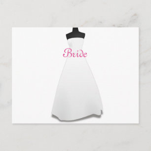 White Gown Theme Wedding Dress Bride Postcard