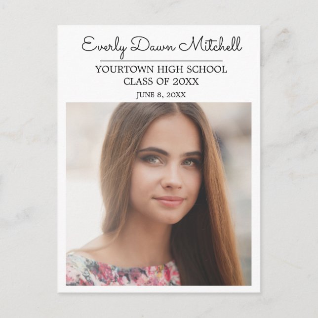 White Grad Party / Open House Photo Postcard (Front)