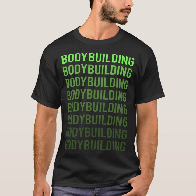 White Gradient Bodybuilding Bodybuilder T-Shirt (Front)