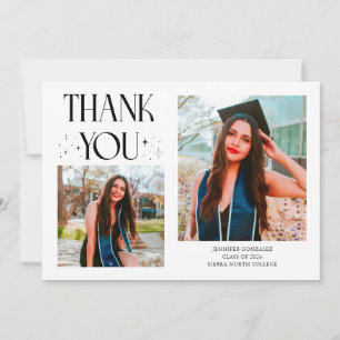 White Graduate Thank You 2-Photo  Announcement